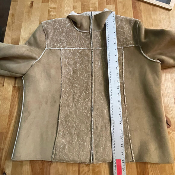 Ralph Lauren Jacket Brown Floral Embroidered Polyester Women Large EUC - Picture 12 of 13